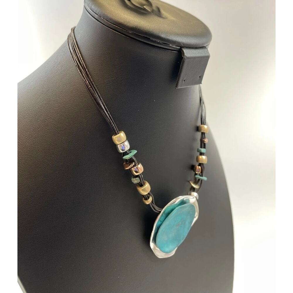 ROBERT LEE MORRIS SOHO JEWELRY SILVER STONE NECKLACE Vintage with tags - Picture 3 of 7